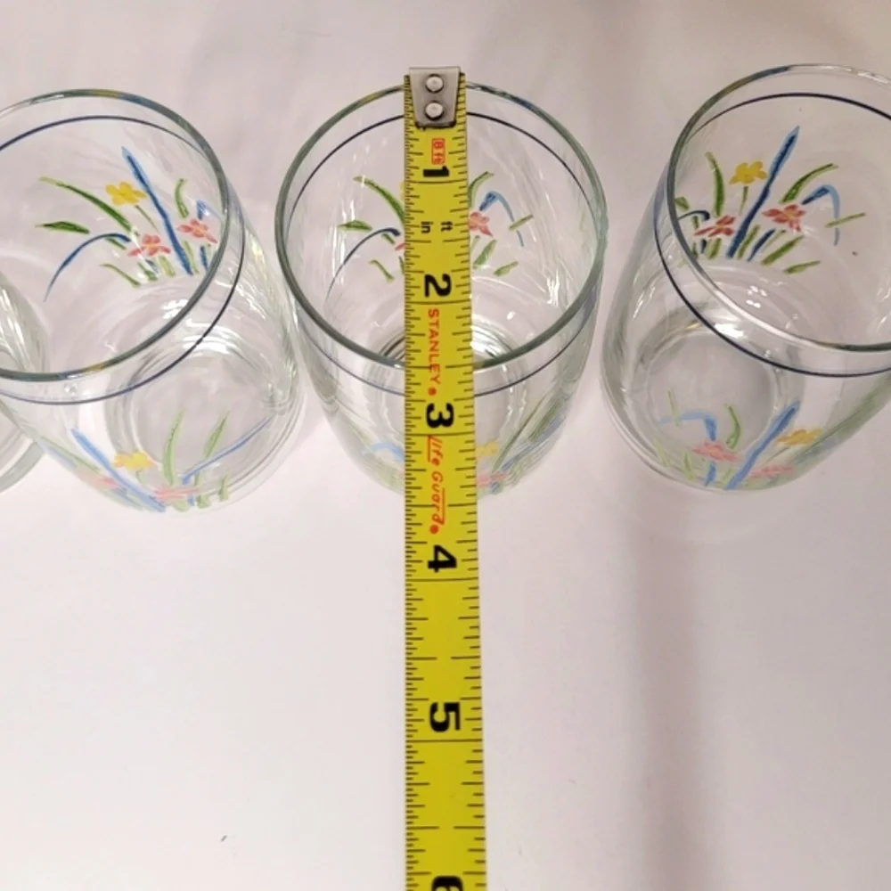 Sango Pastels Floral Drinking Glass Short Tumblers 5 1/8